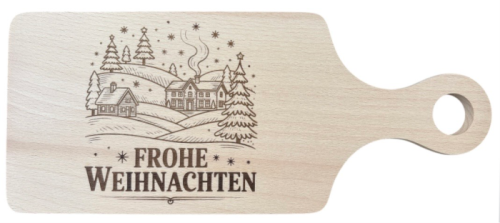 Schneidebrett mit Griff "Frohe Weihnachten"